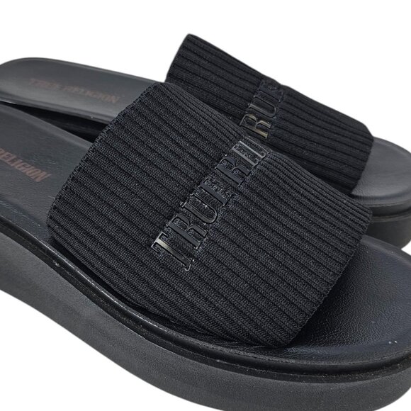 True Religion Womens Jann Slip On Mules, Black, Fabric, Platform, Size 8 - Picture 7 of 8